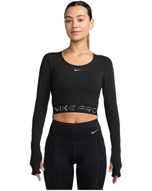Nike Pro Dri-fit Cropped Long-sleeve Top - Black