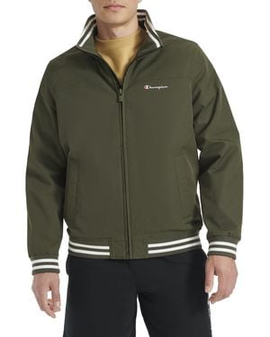 Champion Water Resistant Varsity Bomber Jacket With Flex Stand Collar - Green