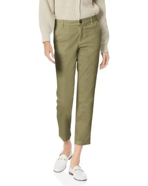 Amazon Essentials Mid-rise Slim-fit Stretchy Cropped Tapered Leg Khaki Dress Pants - Green