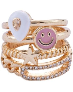 Lucky Brand Stone Ring Stack - Pink