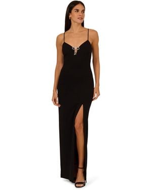 Adrianna Papell Knit Crepe Column Gown - Black