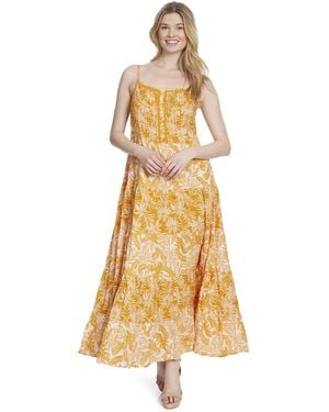 Jessica Simpson Juniors Alanis Lace Trim Viscose Maxi Dress - Metallic