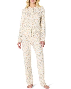 Amazon Essentials X Sofia Grainge Long Sleeve Henley Pyjama Set - Natural