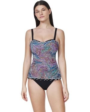 Gottex Standard Layla Tricolore E-cup Tankini Top - Blue
