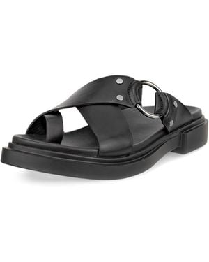 Ecco Seoul Toe Post Ring Ornament Slide Sandal - Black