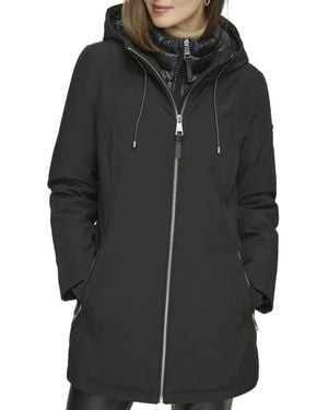 DKNY Hooded Bib-front Puffer - Black