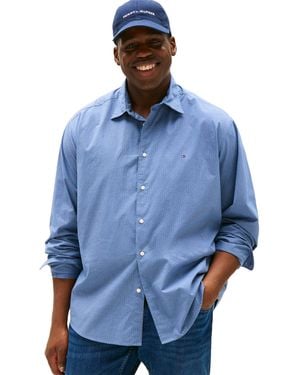 Tommy Hilfiger Flex Poplin Mini Print Regular Long Sleeve Shirts,preppy Navy 4x-large - Blue