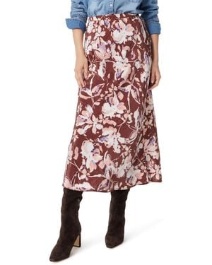 Sam Edelman Gracie Floral Print Satin Midi Skirt - Red
