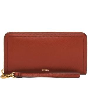 Fossil Logan Zip Around Clutch Wallet - Red