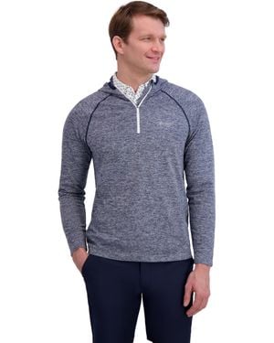 Ben Sherman Quarter Zip Pullover Hooded Sweater – - Blue