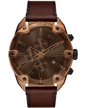 DIESEL Spiked Chronograph Brown Leather Watch