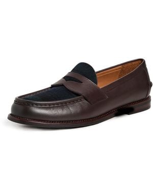 Polo Ralph Lauren Plaid Penny Loafers - Black