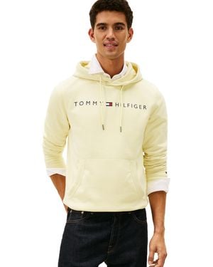 Tommy Hilfiger Mens Logo Hoodie Hooded Sweatshirt - Yellow