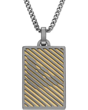 Emporio Armani Two-tone Stainless Steel Dog Tag Necklace - Metallic
