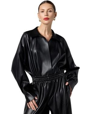 Norma Kamali Super Oversized Boyfriend Nk Shirt Bodysuit - Black