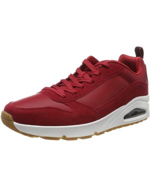 Skechers Uno - Stacre, Scarpe da Ginnastica Uomo, Rosso Red Leather Pu Mesh Trim Red, 44 EU