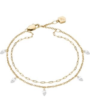 Fossil Ellis Shaky Glitz Gold-tone Stainless Steel Multi-strand Bracelet - Metallic