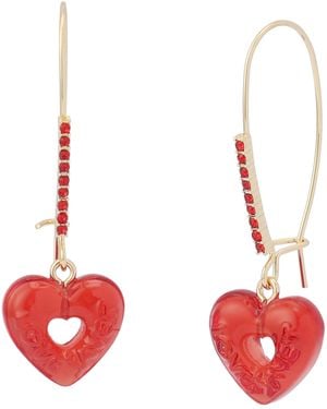Betsey Johnson Jewelry Love Spell Candy Heart Dangle Earrings - Red