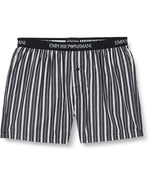 Emporio Armani Yarn Dyed Cotton Boxer - Black