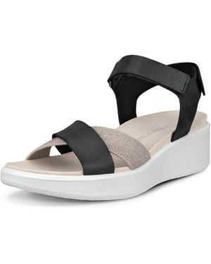 Ecco Sandales Flowt compensées de luxe à bande croisée pour femme - Blanc
