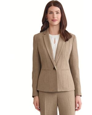 Kasper Petite One Bttn Panel Seamed Jacket - Natural
