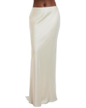 BCBGMAXAZRIA A Line Satin Maxi Skirt - White