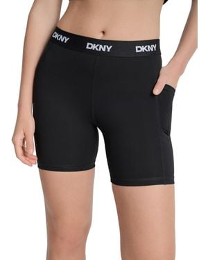 DKNY Logo Waistband Compression Biker Short - Black