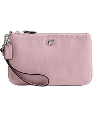 COACH Small Wristlet In Colored Dyed Denim - Pink