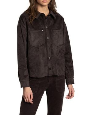 Sanctuary Ivy Suede Shirt Semi Sweet Large - Black
