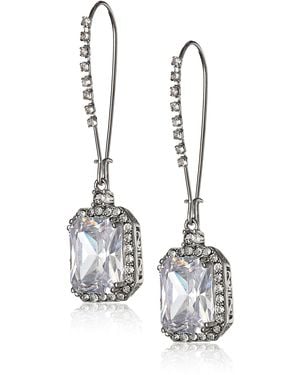 Betsey Johnson Cz Crystal Square Earrings Crystal/silver Drop Earrings - Black