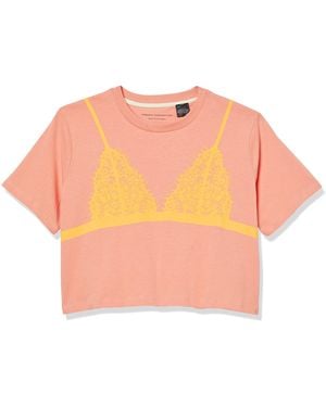 French Connection Short Sleeves Graphic Crop Top - Pink