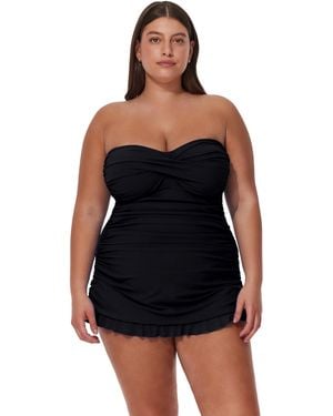 Gottex Standard Tutti Frutti Plus Size Bandeau Swimdress - Black