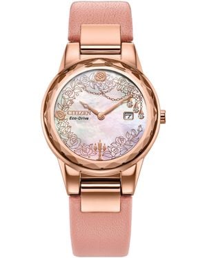 Citizen Ladies Eco-drive Disney Princess Belle Watch - Pink