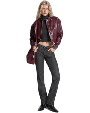 Michael Kors Crop Faux Leather Jacket - Red