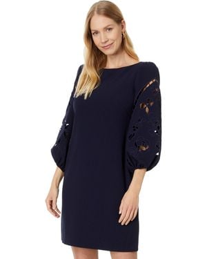 Vince Camuto Signature Crepe Shift Dress Dress, Polyester/Spandex - Blue