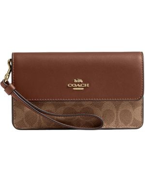 COACH Foldover Wristlet - Brown