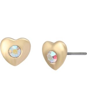 Betsey Johnson Jewelry Glam Heart Stud Earrings - Metallic