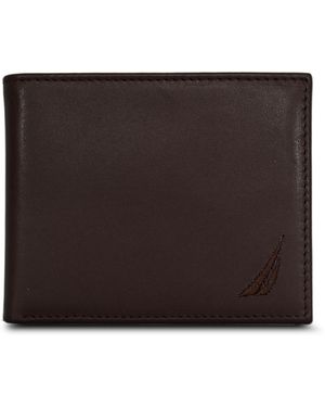 Nautica Bifold Leather Wallet | Rfid Blocking | Id Window | Card Slots | Organization | Durable | Stylish - Black