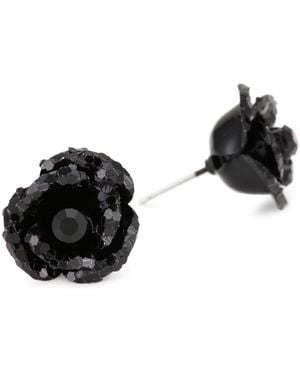 Betsey Johnson Glitter Flower Stud Earrings - Black