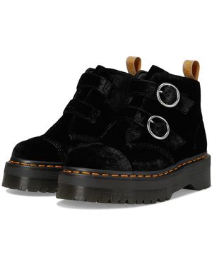 Dr. Martens Vegan Devon Velvet Platform Boots Boots - Black