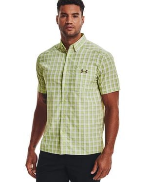 Under Armour S Drift Tide 2.0 Plaid Short-sleeve T-shirt,lime Foam - Green