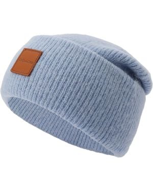 COACH Leather Patch Beanie - Blue