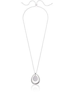Nine West Silver Adjustable Pendant Necklace - Black