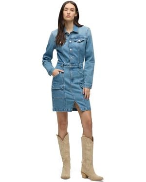 Hudson Jeans Cargo Long Sleeve Denim Reconstructed Dress - Blue