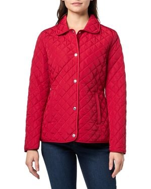 Calvin Klein Diamond Quilted Jacket – Lightweight Snap Button Coat With - Red
