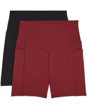 Danskin 2 Pack Motivate Pocket 5" Bike Shorts - Red