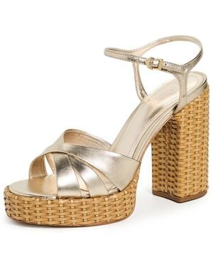 SCHUTZ SHOES Keefa Straw Platform Sandals - Metallic