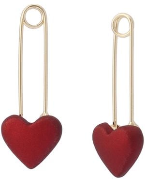 Betsey Johnson Jewelry Love Spell Heart Safety Pin Drop Earrings - Red