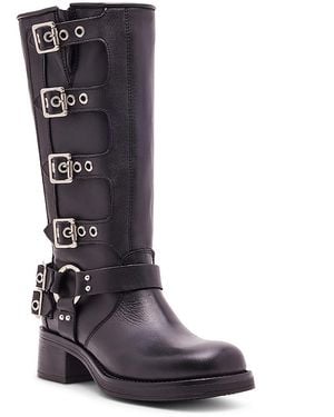 Steve Madden Rocky Harness Leather Motorcycle Boots - Black
