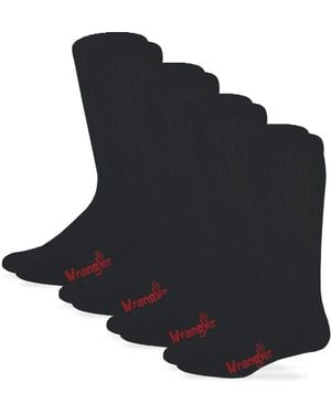 Wrangler Mens Non-binding Boot Work Cotton Cushion Smooth Toe Socks - Black